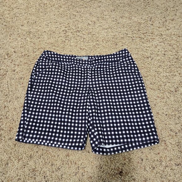 Callaway Opti Dri Golf Shorts 6 Plaid Check Black White Bermuda Chino Preppy - Picture 1 of 6